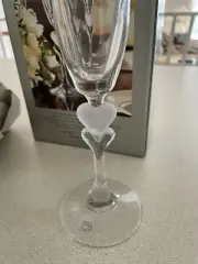 GORHAM FINE CRYSTAL Amore Clear Set Of (2) Wine Champagne Flutes Glasses NEW