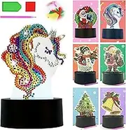 Heyfriday Diamond Art Kits for Kids Unicorn Diamond Painting Kits with Night Light Kids Diamond Art Crafts for Ages 6 7 8 9+ DIY 5D Gem Gifts for Girls and Boys(Unicorn)