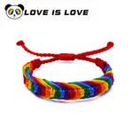 彎崽六色彩虹手鍊同性戀編織手繩男女情侶手環紅繩本命年飾品LGBT拉拉同志