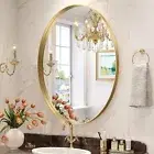 LUVODI Oval Gold Aluminum Frame Wall Mirror Decorative Accent Vanity Mirror AU