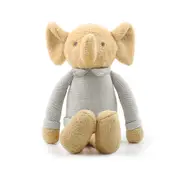 The Peanutshell Elephant Plush Knitted Cotton Animal Baby Toy 35cm Brown 0+