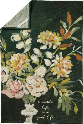 Primitives By Kathy Floral Flour Sack Dish Towel ~ A Simple Life is a Good Life