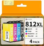 UPRIIN 812XL Ink Cartridges Compatible with Epson 812 812XL Ink Cartridges Compatible for Epson Workforce Pro WF-3820 WF-3825 WF-4830 WF-4835 (Black, Yellow, Cyan, Magenta)