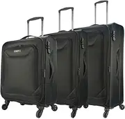 [EAGLEMATE] 3pc Luggage Set Suitcase Trolley Carry On Soft Lightweight Luggage Set (Black)