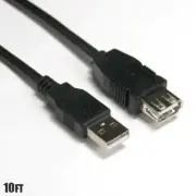 10FT USB 2.0 Type A Male to Female Sync Data Charge Extension Cable Cord Black