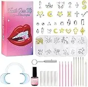 Tooth Gems Kit Fashionable, DIY Teeth Jewelry with Shiny Crystals, Tooth Gems Decoration Starter Kit, Temporary Teeth Gems Kit, gold and silver