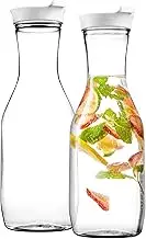 50 Oz Water Carafe with Lid Plastic Juice Container for Fridge, Clear Milk Jug, Pitchers for Drinks, Mimosa Bar, Iced Tea, Iced Coffee, Lemonade