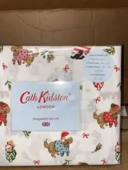 CATH KIDSTON London PUPPY LOVE PINK Christmas Santa DOGS XDP QUEEN SHEET SET