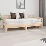 Solid Pinewood Pull-Out Day Bed Frame with Trundle, Queen Platform Style, Accommodates 92 x 187 cm Mattresses, Modern Living Solution