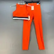 NWT Wilo The Label By Anthropologie Contra Workout Set Size X Small Orange/Navy