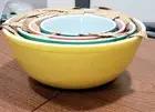 Vintage New 50's PYREX # 400 Yellow Green Red Blue Color Bowl 4 Pices Set Box