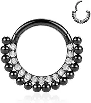 [FUNLMO] 16G Septum Jewelry Daith Earrings 316L Surgical Steel Septum Ring CZ Septum Clicker Nose Rings Daith Piercing Jewelry Helix Tragus Rook Lobe Earrings Cartilage Earring