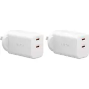2x EFM Eco 50W Dual Port Mobile Phone Wall Charger Socket Power Adapter White