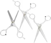 minkissy Professional Hair Cutting Scissors Set 3pcs Thinning Shears 2x6 Flat Scissors Hair Cutting Tools for Barber Home