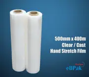 2x Clear Hand Stretch Film 500mm x 25U Cast 3.7KG Pallet Shrink Wrap