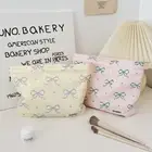 Chic Bow Make Up Bag Pink Plaid Pencil Case Cute Cosmetic Bag