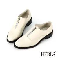 在飛比找momo購物網優惠-【HERLS】牛津鞋-全真皮拉鍊造型低跟牛津鞋(灰白色)