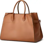 [Yafirgeer] Leather Tote Bags for Women Large Tote Bag Retro Top-handle Bag Trendy Work Bag PU Leather Purse 2025