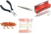 Bead Tip Kit - Pliers, Tweezers, Cement, 50 Bead Tips & White Bead Cord #4