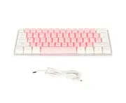 60% Wired Gaming Keyboard, RGB Mini Keyboard with Imitated Mechanical Technique, Compact 61 Keys for Gamers and Typists (White Pink)