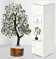 Amazing Gemstone Emerald Natural Healing Premium Crystal Bonsai Feng Shui Fortune Money Tree of Life for Home Office Decor, 10-12 Inch