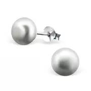 Silver and Pearl Stud Earrings