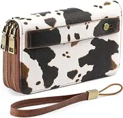 [GAEKEAO] Wallet for Women Clutch RFID Blocking Leather Wristlet Purse Large Capacity Credit Card Holder with Grip Hand Strap, A13 Brown Cow, Casual