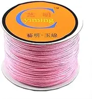 100M/Spool 0.8mm 1mm 1.5mm 2mm Cotton Cord Nylon Cord Thread String DIY Beading Braided Bracelet Jewelry Making (Light Pink, 1 mm)