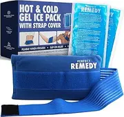 2 Pack Gel Ice Packs for Injuries with Strap Cover, Reusable Gel Ice Pack for Hot Cold Compress, Soothing Soft Ice Packs for Injuries Reusable Gel, Injury Ice Pack Wrap (Blue, Regular)
