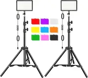 Hagibis Studio LED Video Light Kit - 9 Color Filters, Adjustable Tripod, for Photo Video Streaming