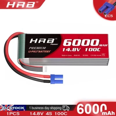 HRB 14.8V 4S 6000mAh EC5 LiPo Battery for RC Helicopter Helicopter Truck FPV