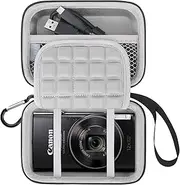 [Lacdo] Camera Carrying Case for Canon PowerShot ELPH 360/200/185/180/190/350, Sony Cyber-Shot DSC-W830/WX350/WX500/W810/W800 Digital Camera, Hard EVA Protective Camera Storage Trave Bag, Black+Gray