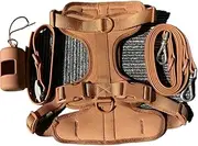 Dog Harness and Leash Set, Waterproof Easy to Clean Dog Leash Adjustable Dog Vest Harness with Dog Poop Bag Holder (Brown Set,M)