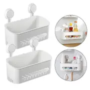 Catzon Vacuum Shower Caddy Suction Cup Shelf Shower Basket Storage for Shampoo -White