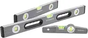 WORKPRO Torpedo Level 3-Piece Spirit Level Set, 9", 16", 24", Bubbles Measuring