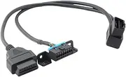iKKEGOL Right Angle Universal OBD2 OBD II 16 Pin Splitter Y Open Cable, J1962 1 Male to 2 Female Connector with Underdash Mount Bracket for GPS Tracker Device 50cm/20