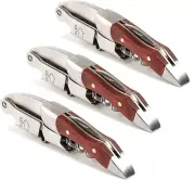 Professional Waiter Corkscrew Wine Key for Bartenders Set of 3,With Long Rosewoo