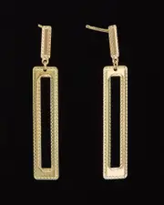 14K Rectangle Drop Earrings