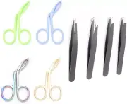 Multicolors Eyebrow Scissors Tweezers, Scissors Handle Shaped Eyebrow Straight