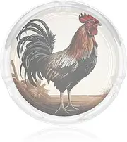 Glass Ashtray for Cigarettes Portable Decorative Modern Cigarette Ash Tray Rooster Round Cigar Ashtrays Holder Cute Cool Tabletop Ashtray for Office Home Indoor Outdoor