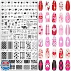 Whaline 6Pcs Happy Valentine Nail Plates Stamping Set Love Heart Stamp Templa