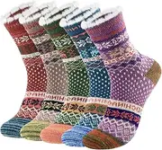 Nimalpal Wool Socks for Women - 5 Pairs Winter Warm Wool Socks, Soft Cozy Knit Wool Socks for Women Men