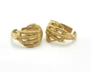 Hand Claw Adjustable Ring Raw brass (18.5mm 8.5US inner size ) OZ2572