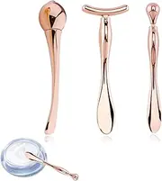 3Pcs Metal Eye Cream Applicator Roller Wand Stick, BetterJonny Cosmetics Spoon Eye Cream Massager Wand Girls Women Facial Massager for Fatigue Relief Reduce Puffiness (Rose Gold)