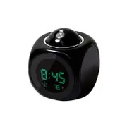 Digital Alarm Clock Projector Alarm Clock for Bedroom, Large LED Projection on Ceiling Wall, 350 Projector,Dimmer,USB Charger Loud for Heavy Sleeper Kids Elderly- Black