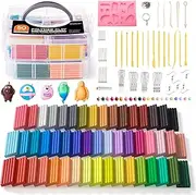 Polymer Clay Kit, 50 Colours, Soft Oven Clay Kit, 19 Carving Tools and 10 Kinds of Accessories, Non-Stick, Non-Toxic, DIY Craft for Kids