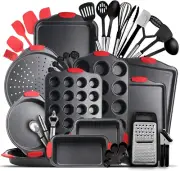 39-Piece Premium Baking Pan Set: Nonstick Bakeware with Cookie Sheets, Muffin Pa