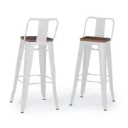 Rayne Industrial Metal in for 30 inch White Metal / Wood Bar Stool (Set of 2)