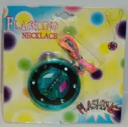 1 Multi Color FLASHING Necklace Blue With Rainbow Pull Over Strap NIP