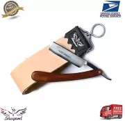 SHARPENING LEATHER STROP/BELT+BARBER SALON STRAIGHT CUT THROAT WET SHAVING RAZOR